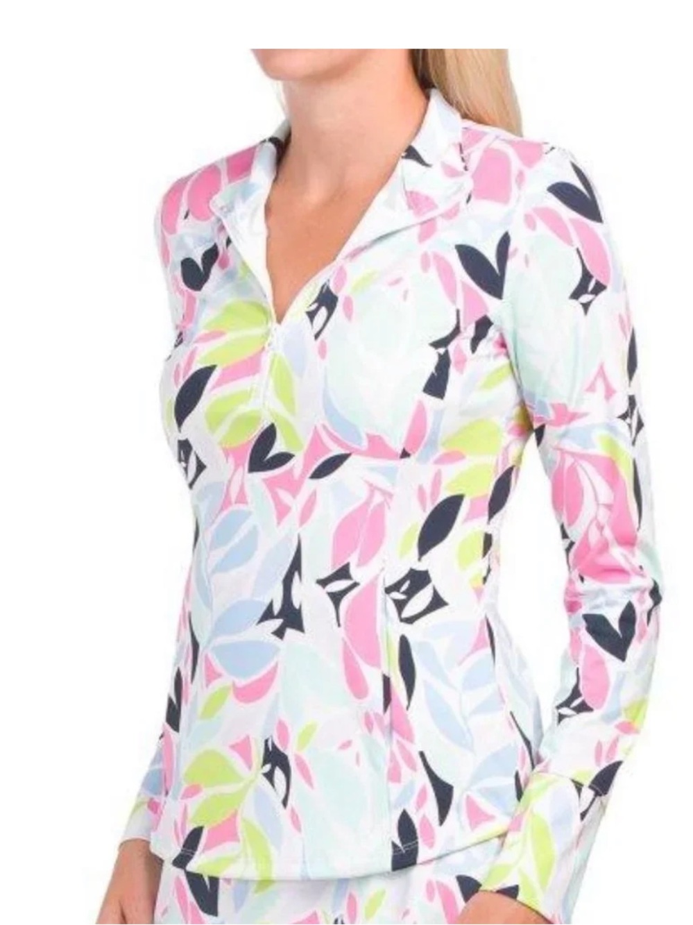 Tommy Bahama Printed Long Slv 1/2 Zip Neck Knit UPF 50 Golf Top Polo